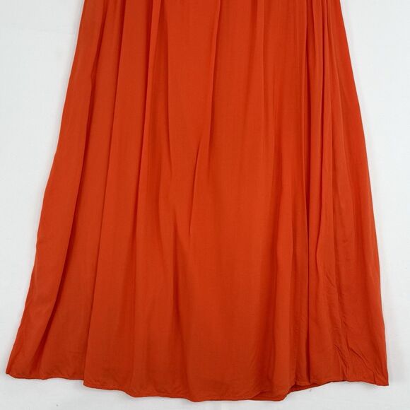 Ann Taylor Loft Pleated Long Maxi Skirt Orange Size 4 Lined - Picture 6 of 16